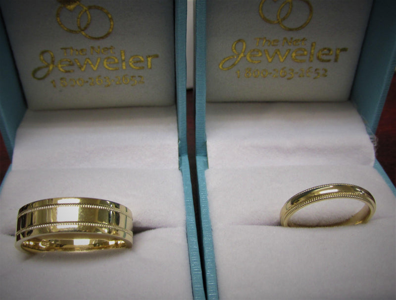 Matching Wedding Bands Set 14K Gold - Thenetjeweler