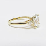 2 carat Oval Diamond Three Stone Pear Shaped Engagement Ring - Thenetjeweler