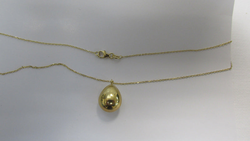 Puffed Drop Gold Pendant Necklace - Thenetjeweler