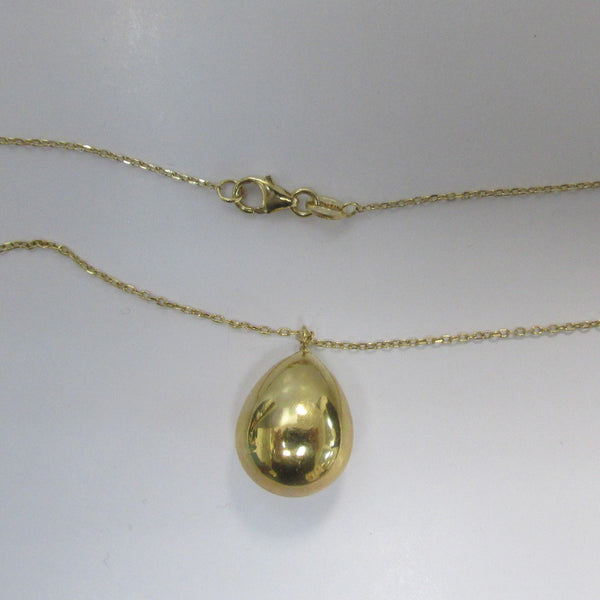 Puffed Drop Gold Pendant Necklace - Thenetjeweler