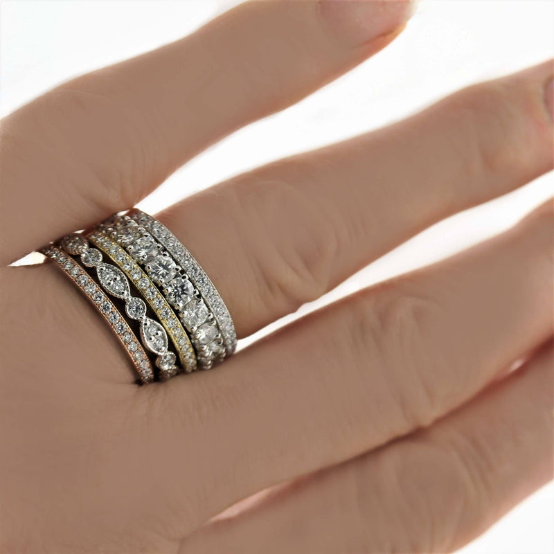 Diamond Stacked Anniversary Bands 18k Gold 1.74 cwt - Thenetjeweler