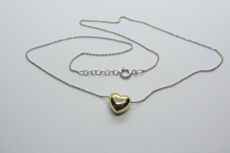 Italian Silver Gold Heart Pendant Necklace - Thenetjeweler