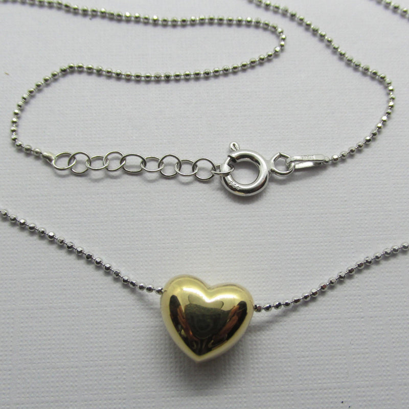 Italian Silver Gold Heart Pendant Necklace - Thenetjeweler