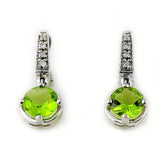 Peridot and Diamond Drop Earrings 14K White Gold - Thenetjeweler