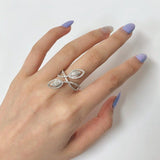 18K White Gold Leaf Diamond Ring - Thenetjeweler