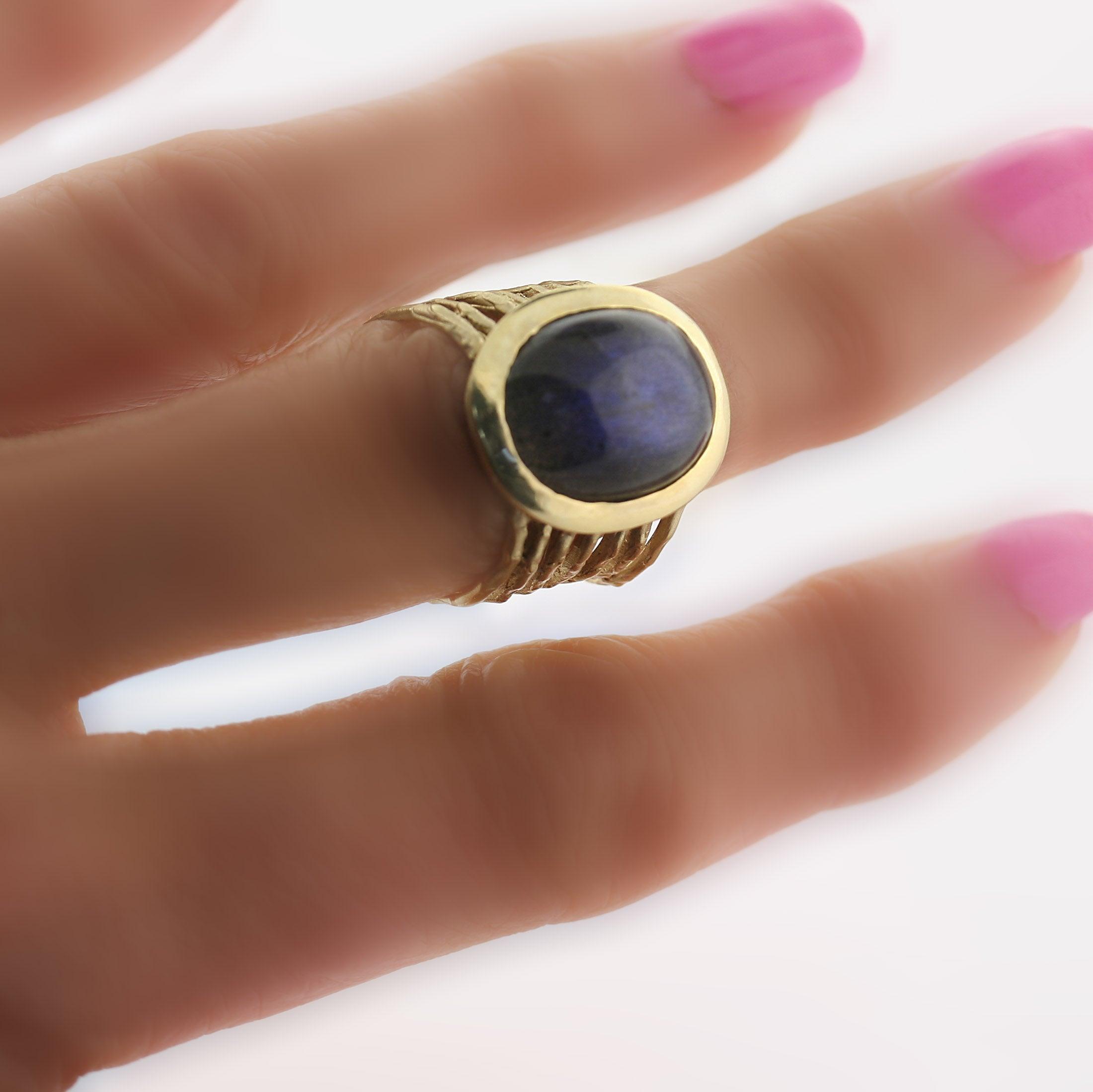 Labradorite Ring 14k Yellow Gold - Thenetjeweler