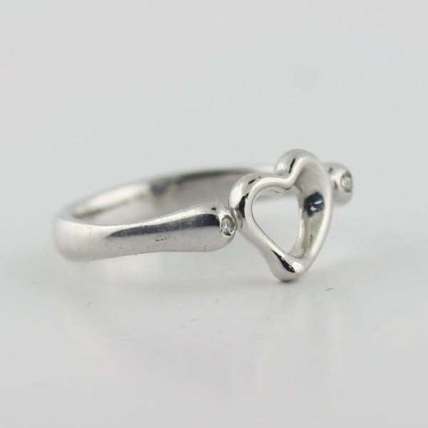Dainty Heart Ring with Diamonds 10K White Gold - Thenetjeweler