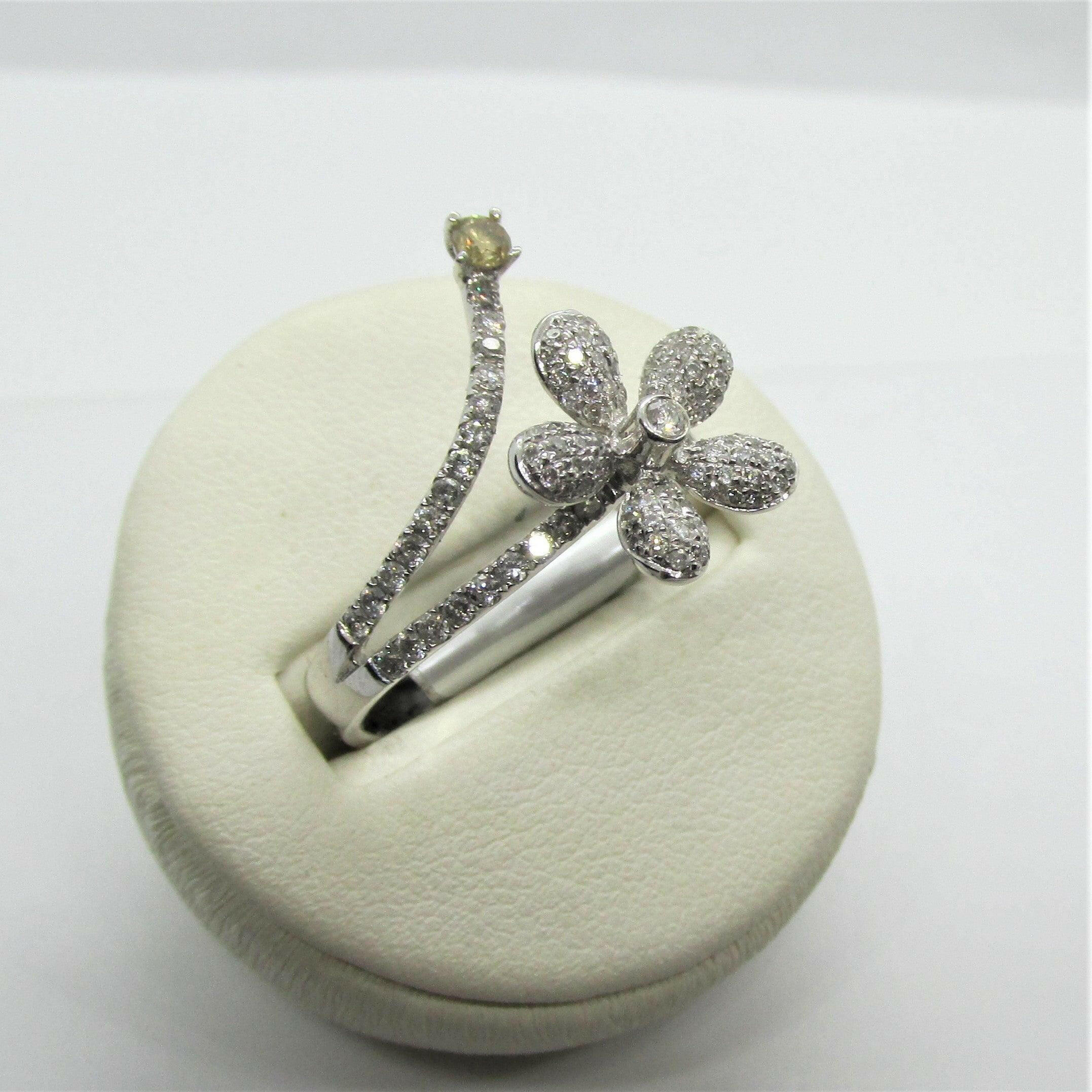 Diamond Flower Ring in White Gold - Thenetjeweler