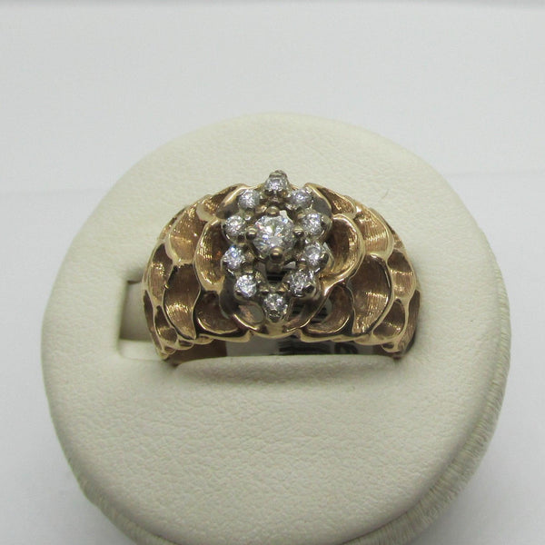 14K Yellow Gold and Flower Diamond Ring 0.25cts - Thenetjeweler