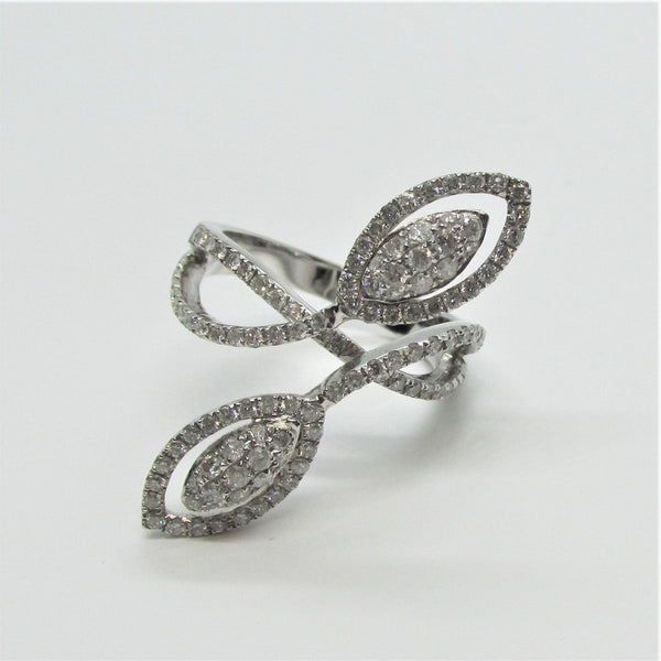 18K White Gold Leaf Diamond Ring - Thenetjeweler