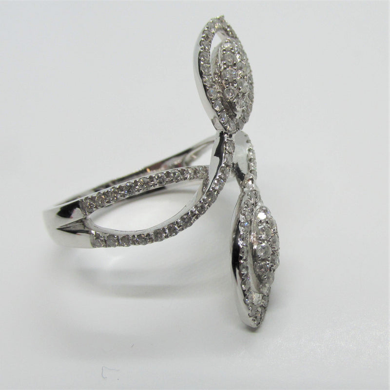 18K White Gold Leaf Diamond Ring - Thenetjeweler