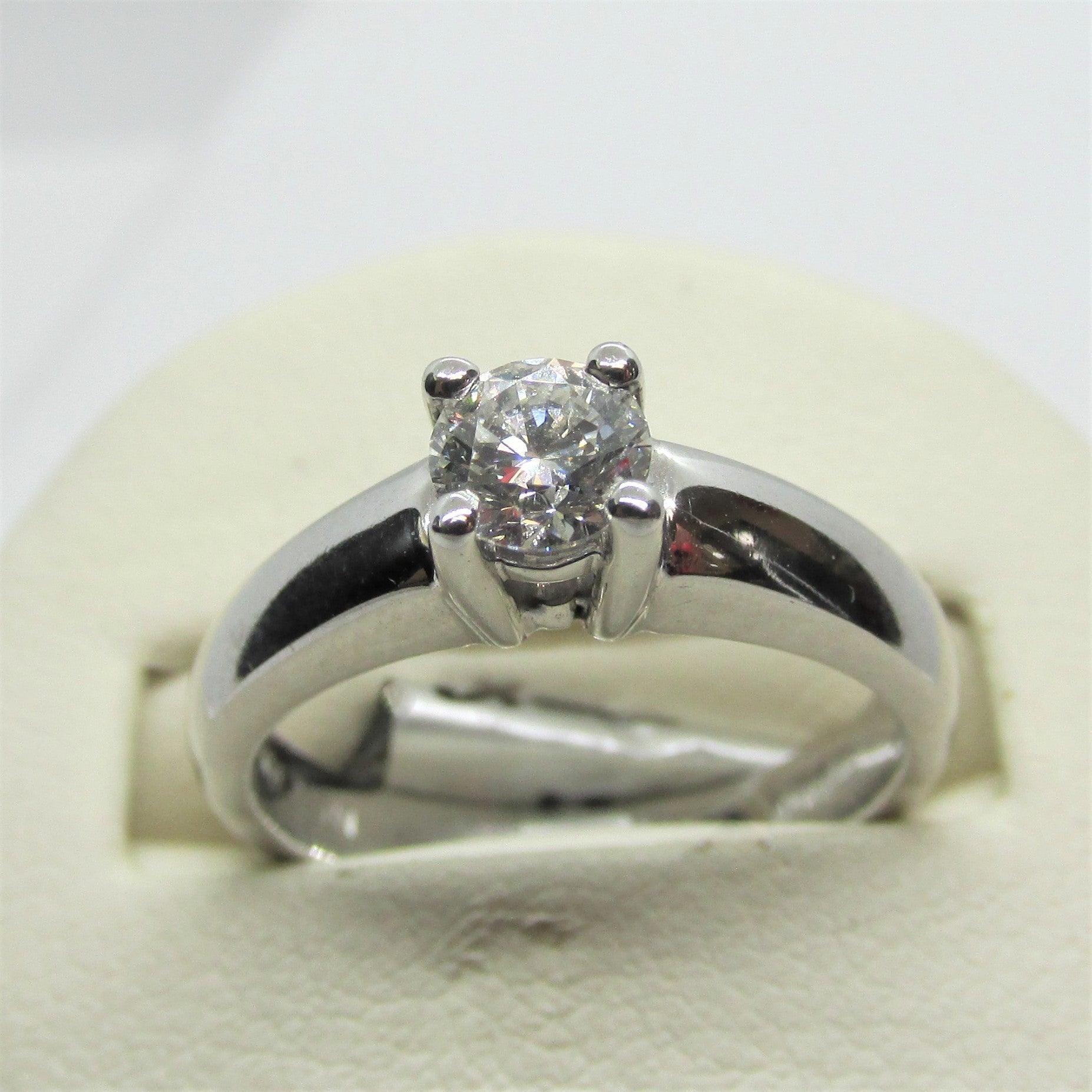 Solitaire Diamond Engagement Ring 14K White Gold - Thenetjeweler