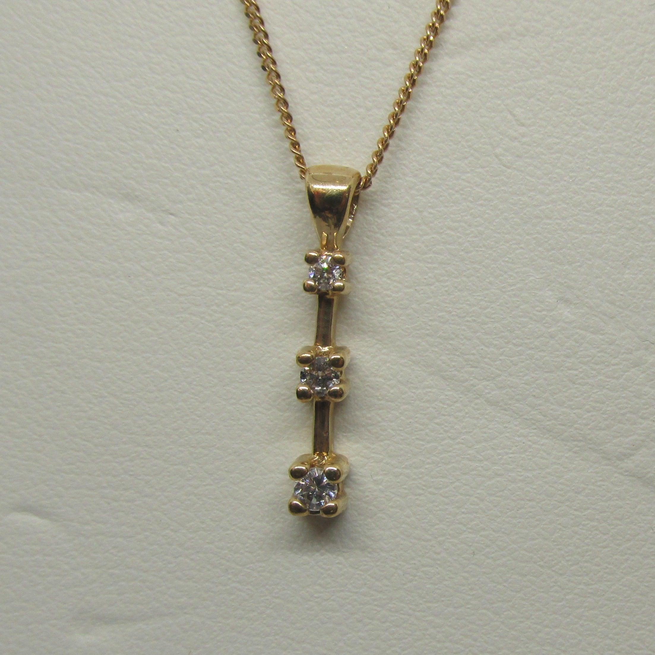 Three Stone Diamond Journey Pendant in Yellow Gold - Thenetjeweler