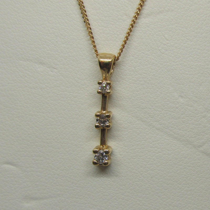 Three Stone Diamond Journey Pendant in Yellow Gold - Thenetjeweler