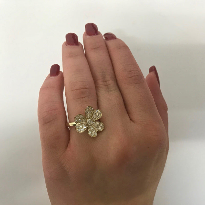 Flower Pave Diamond Ring 18K Gold (.65 ct. tw) - Thenetjeweler
