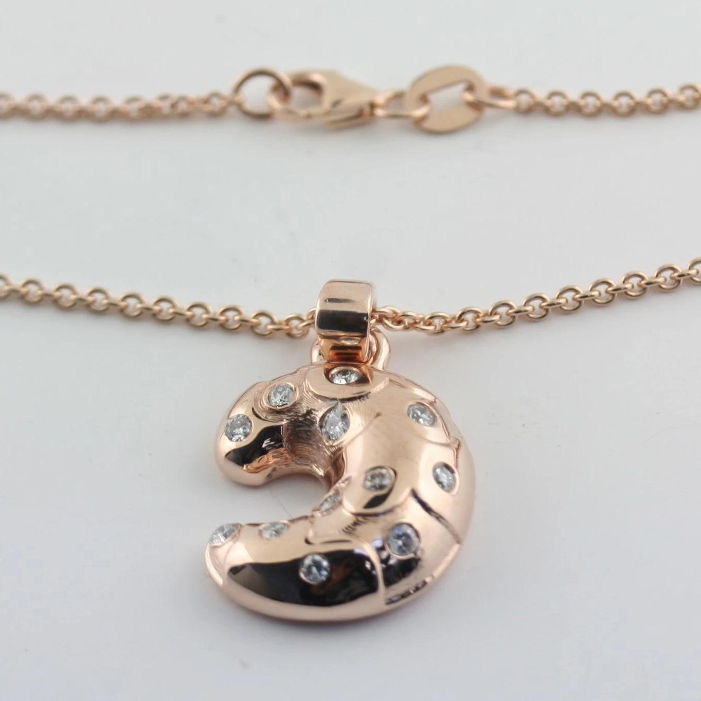 Croissant Pendant Rose Gold with Diamonds - Thenetjeweler