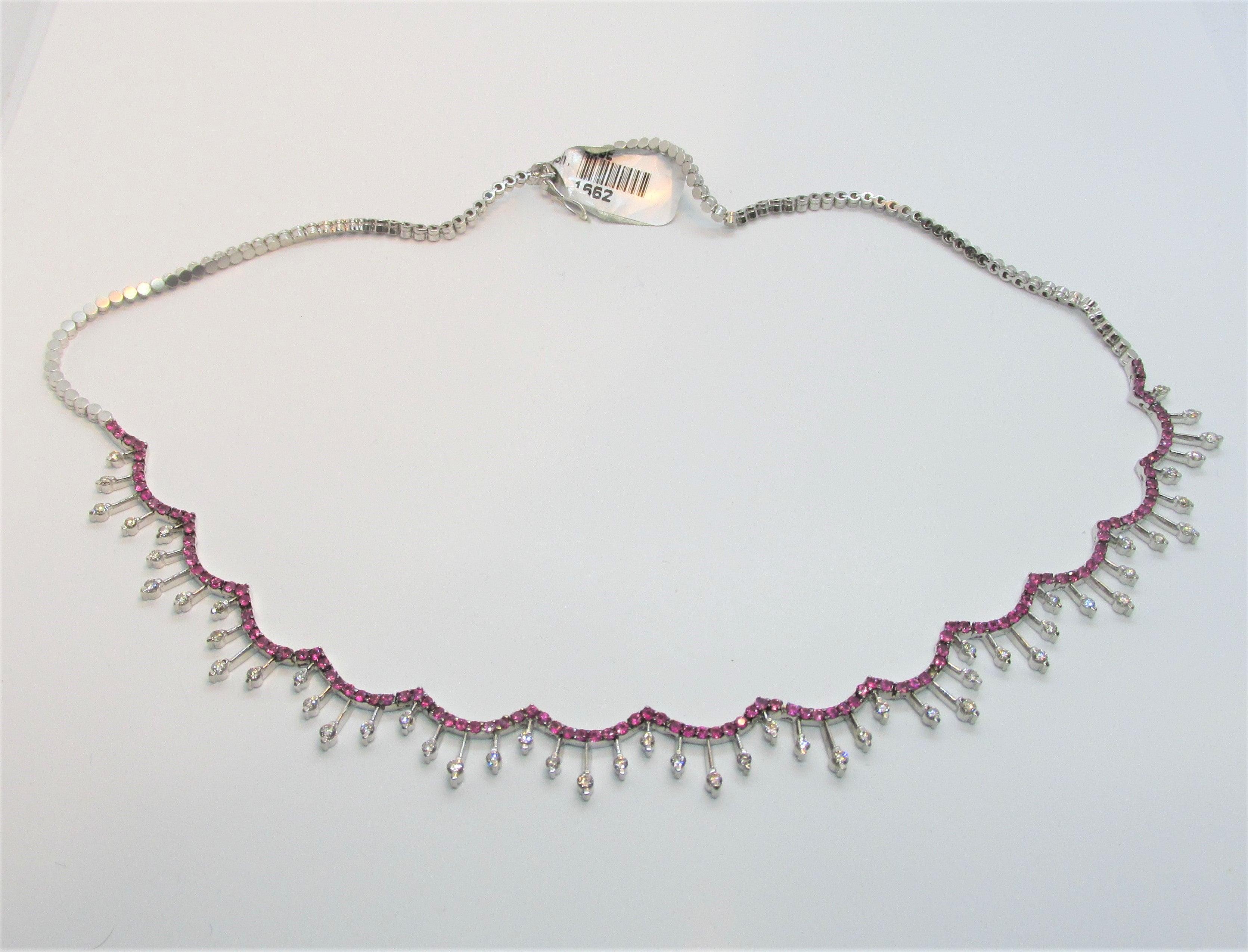 Diamond and Pink Sapphire Necklace - Thenetjeweler