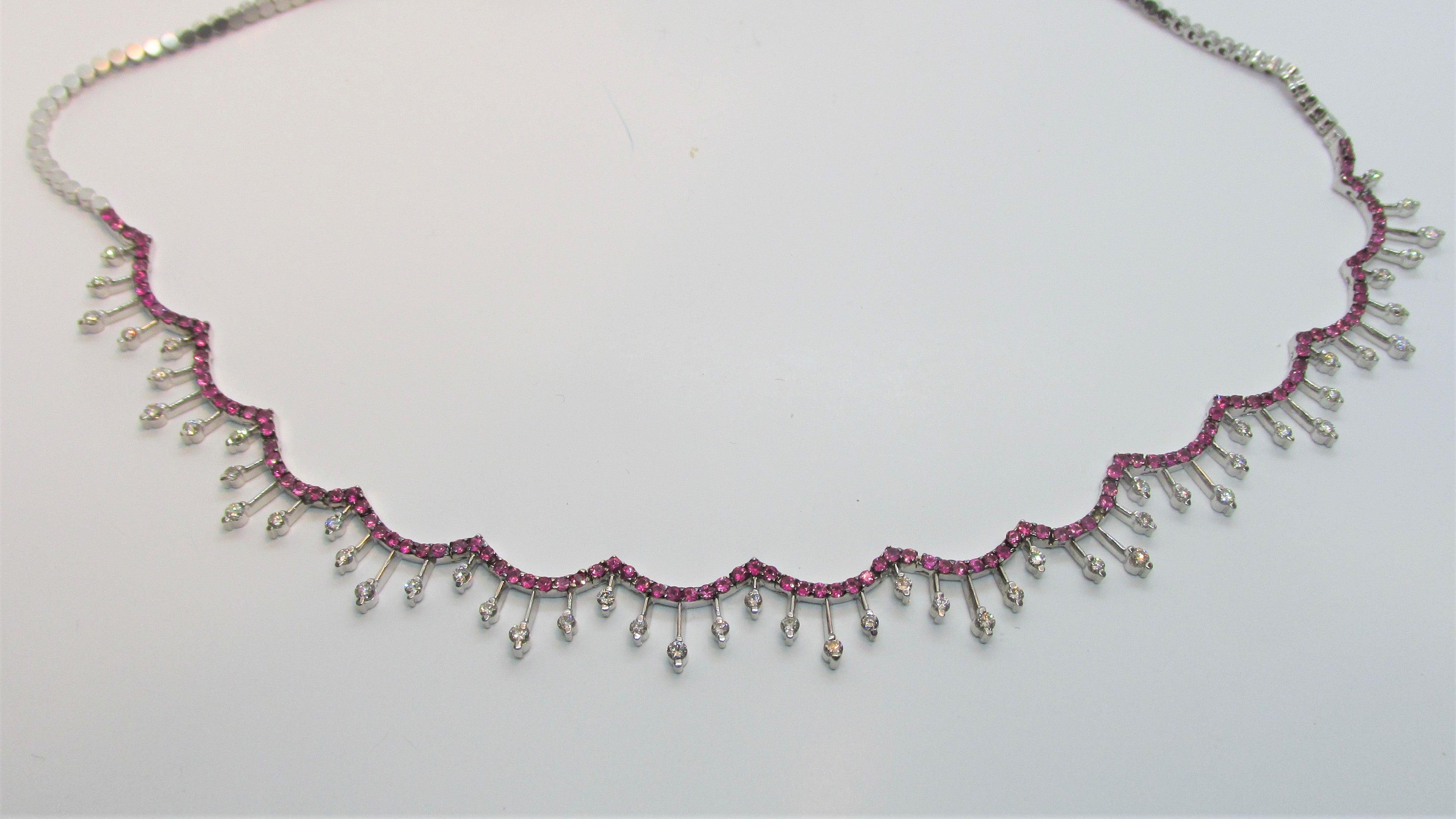 Diamond and Pink Sapphire Necklace - Thenetjeweler