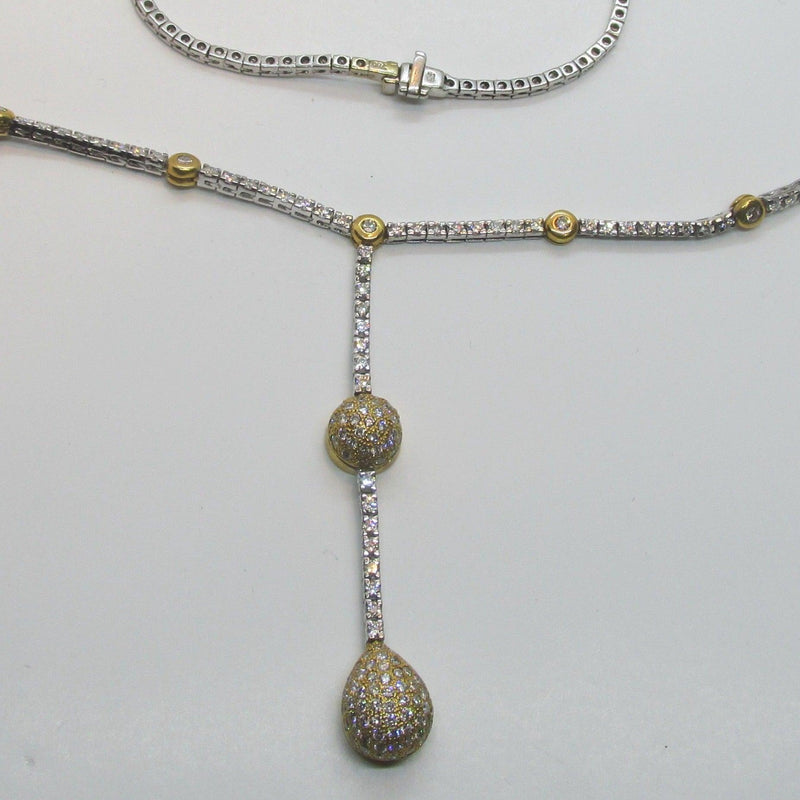 Two Tone Gold Diamond Drop Necklace - Thenetjeweler