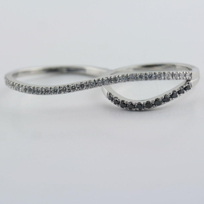 White and Black Diamond Two Finger Ring18k White Gold (1.15 ct.t.w.) - Thenetjeweler