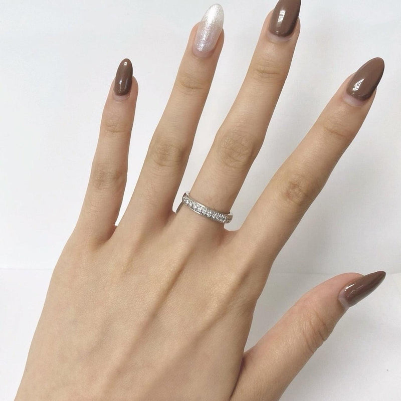 Diamond Half Eternity Ring 14K White Gold - Thenetjeweler