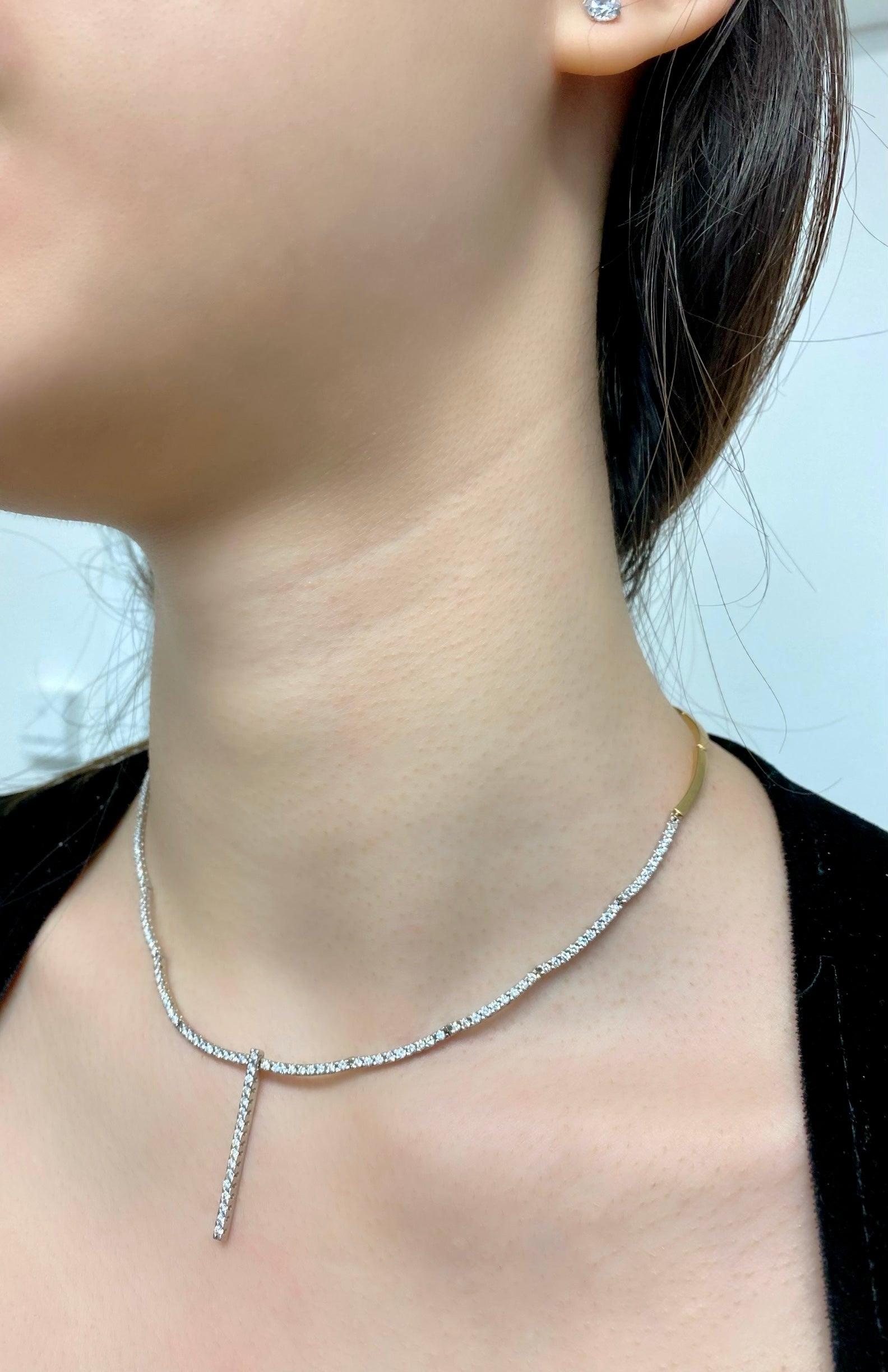 Diamond Drop Bar Necklace - Thenetjeweler