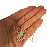 Ruby and Diamond Hand Fan Pendant With Chain - Thenetjeweler