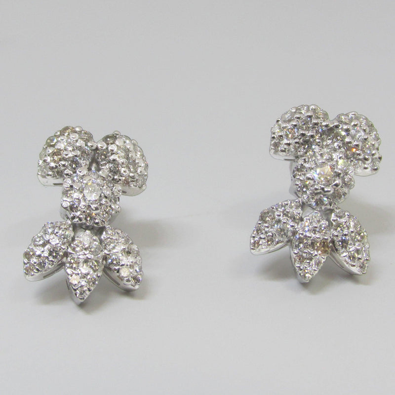 Snowflake Mini Diamond Earrings in White Gold - Thenetjeweler