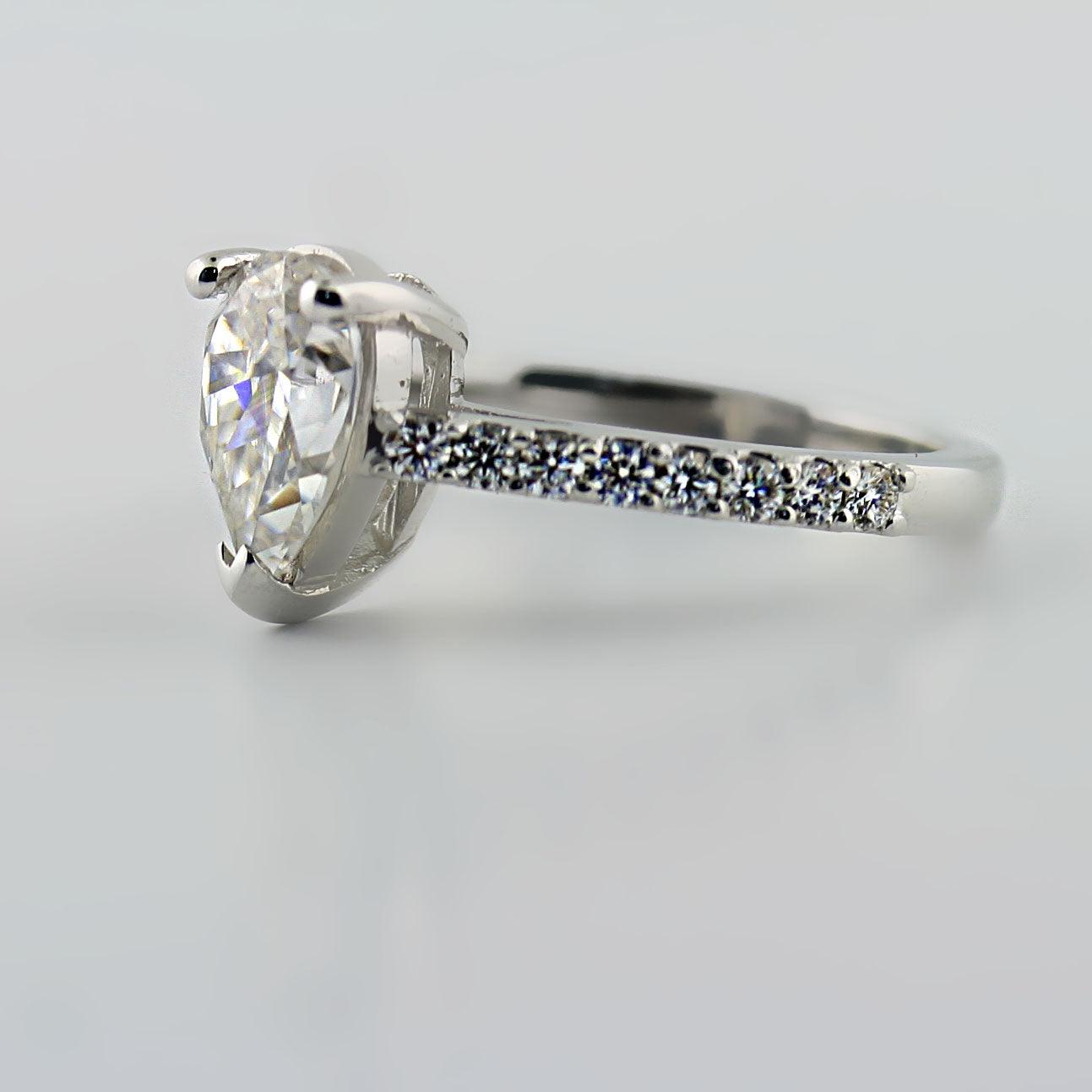 Pear Shaped Moissanite Engagement Ring - Thenetjeweler