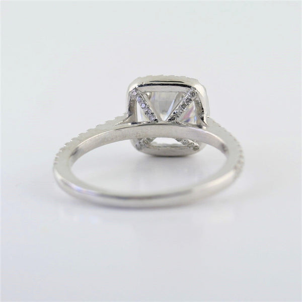 Cushion Cut Halo Moissanite Engagement Ring - Thenetjeweler