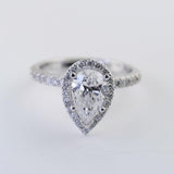 Pear Diamond Halo Side Stone Engagement Ring - Thenetjeweler