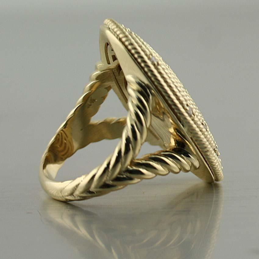 Diamond Ring Cable coil Design 14K Yellow Gold - Thenetjeweler