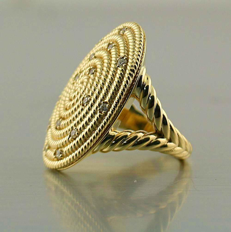 Diamond Ring Cable coil Design 14K Yellow Gold - Thenetjeweler