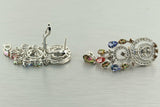 Colored Diamonds Dangle Chandelier Earrings 18K White Gold - Thenetjeweler