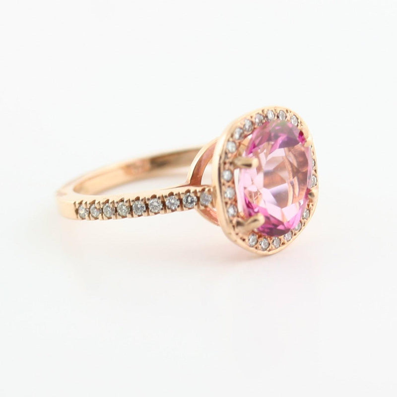 Pink Topaz and Diamond Ring Rose Gold - Thenetjeweler