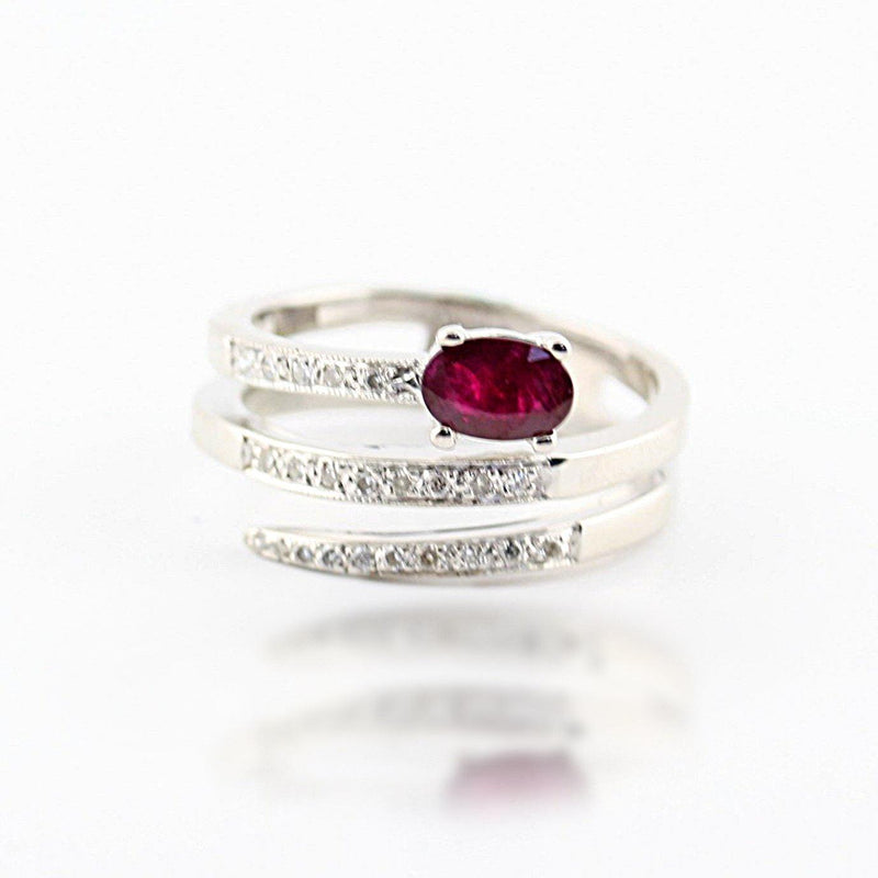 Ruby and Diamond Ring Band White Gold - Thenetjeweler