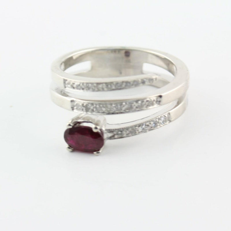 Ruby and Diamond Ring Band White Gold - Thenetjeweler