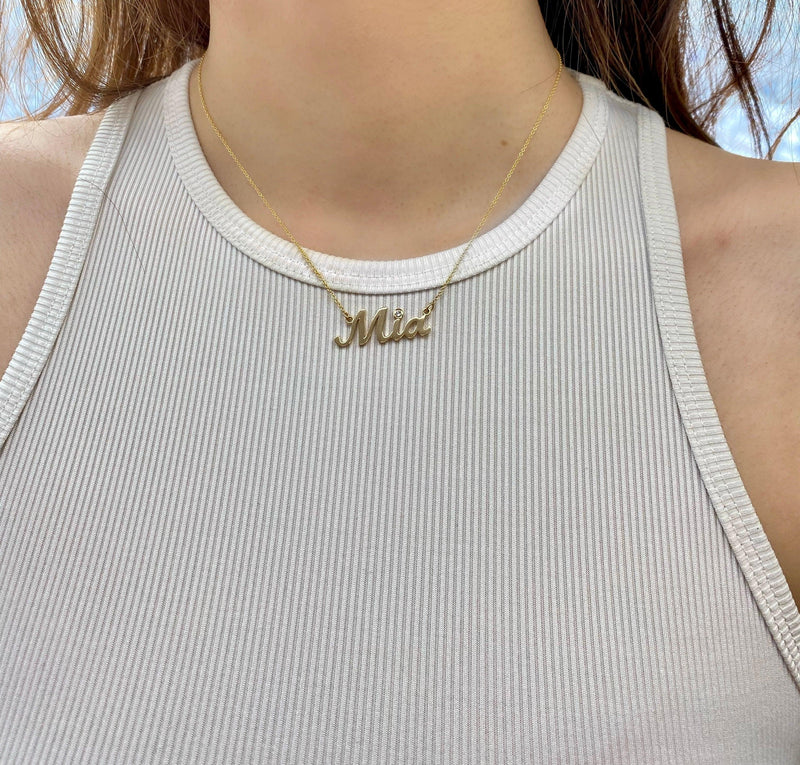 Name Necklace Mia Citrine Accent Yellow Gold - Thenetjeweler
