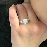 Cushion Halo Diamond Split Shank Side Stone Engagement Ring - Thenetjeweler