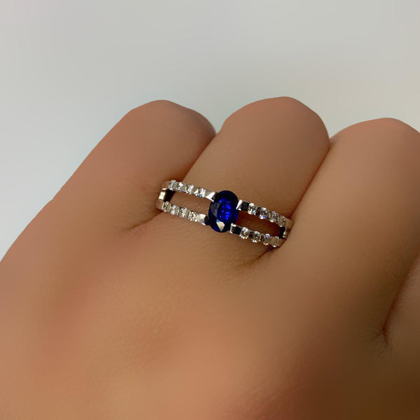 Sapphire Diamond Ring White gold - Thenetjeweler