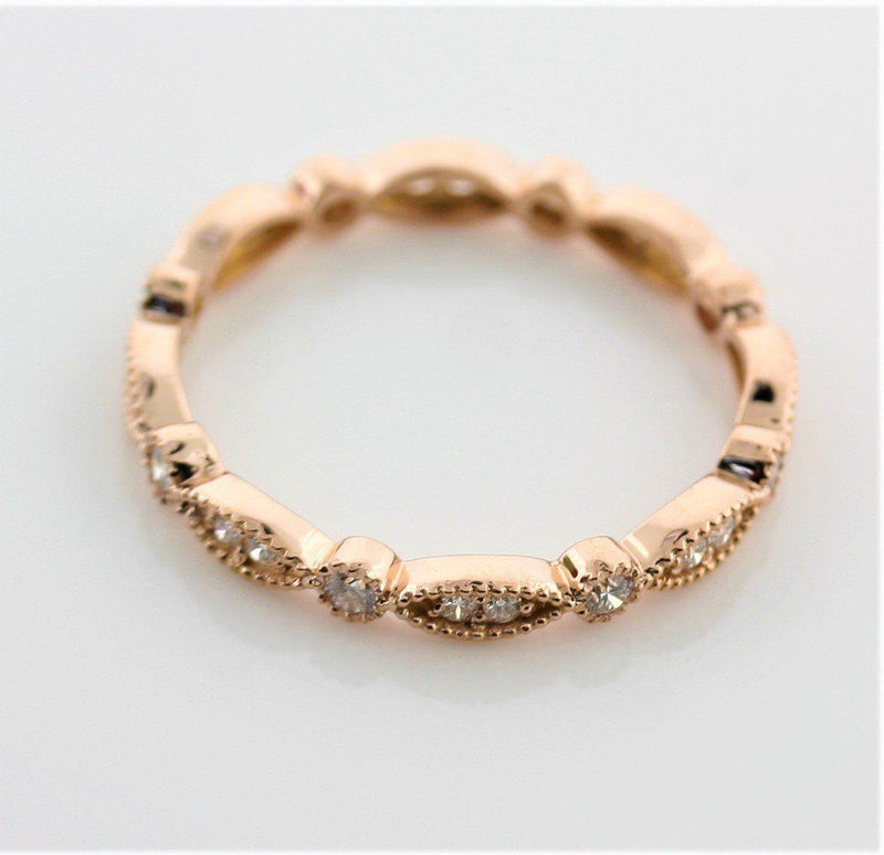 Milgrain Marquise and Dot Diamond Eternity Ring Band 18K Pink Gold - Thenetjeweler