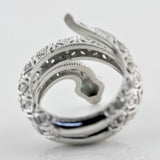 Diamond Emerald Accents Snake Ring 14K White Gold - Thenetjeweler