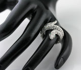 Black Diamond Snake Ring 14K White Gold - Thenetjeweler