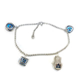 Beads Chain Ankle Bracelet in Sterling Silver with Charms - Thenetjeweler