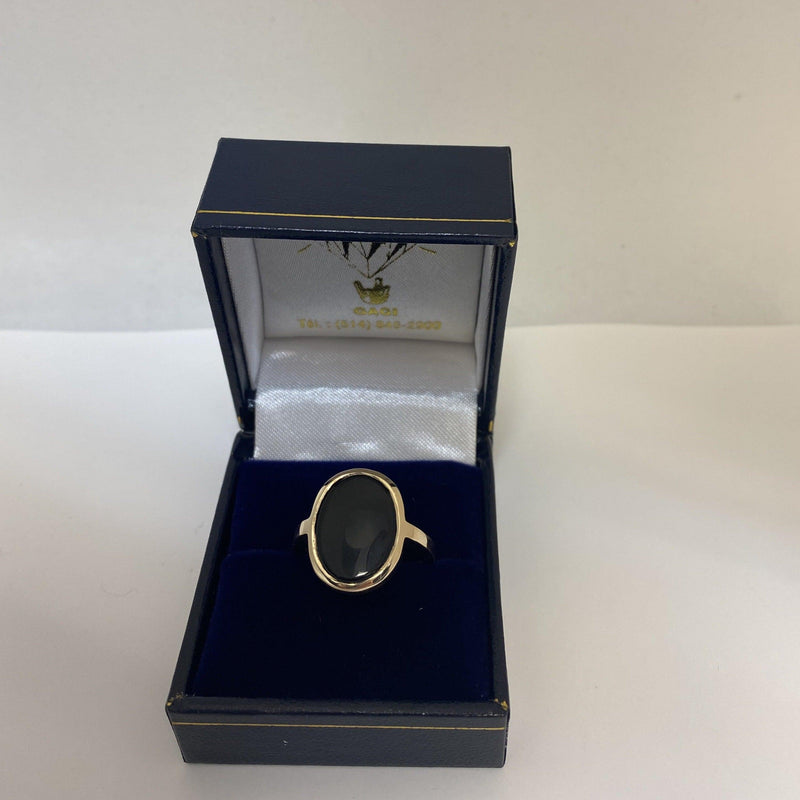 Oval Black Onyx Ring 14K Yellow Gold - Thenetjeweler