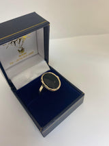 Oval Black Onyx Ring Yellow Gold - Thenetjeweler