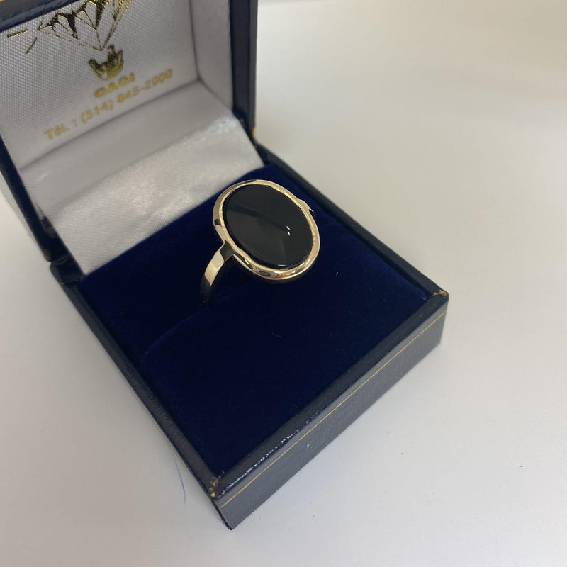 Oval Black Onyx Ring 14K Yellow Gold - Thenetjeweler