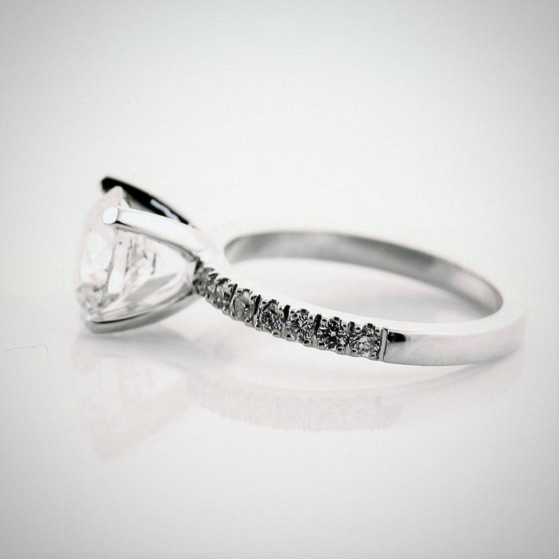 Round Diamond Side Stones Engagement Ring 18K White Gold - Thenetjeweler
