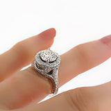 Royal Round Diamond Halo Split Shank Side Stone Engagement Ring - Thenetjeweler