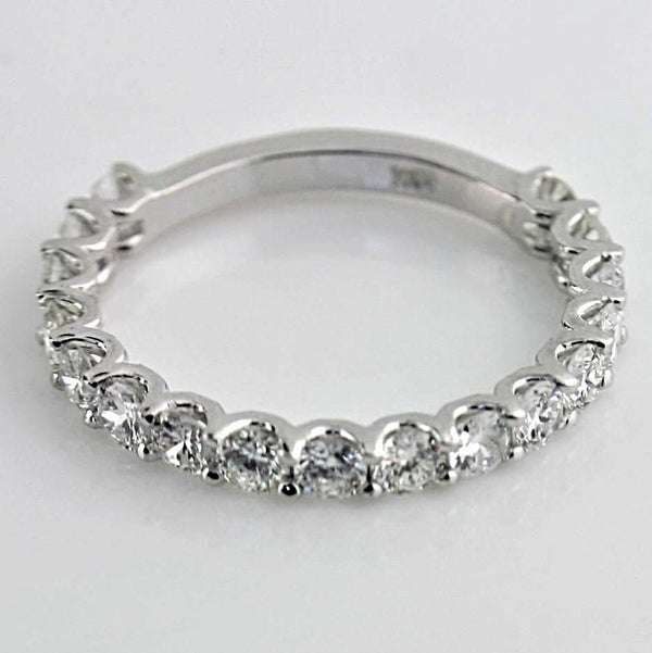 1.00 cwt Diamond Semi Eternity Ring Band 18K White Gold - Thenetjeweler